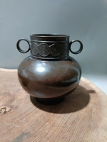 日本回流銅器精品大正時期斑紫銅瓶花瓶賞瓶，器型漂亮，皮殼漂亮