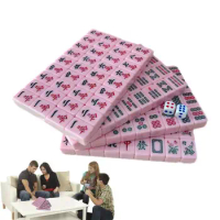 Mini Mahjong Game Lightweight Mahjong Sets Clear Engraving Mini Tile Game Travel Accessories For Travel Schools Trips