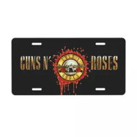 Hard Rock Band Guns N Roses License Plate Cover Bullet Logo Aluminum Metal Funny Decorative Car Front License Plate Vanity Tag