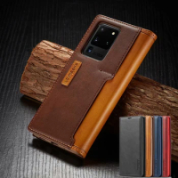 for Samsung Galaxy S22 S21 S20 Ultra FE S21 Plus 5G A12 A52 A72 Case Colorblock Flip Leather Wallet Bag Card Cover Phone Coque