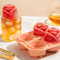 Newest Styles 4-Hole Rose Ice Tray Silicone Mold DIY Creative Peach Ice Ball Ice Cube Mousse Cake Ice Box Bake Silicone Tool