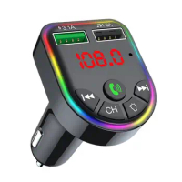 Ambient Light Bluetooth 5.0 FM Transmitter Car MP3 Player Wireless Handsfree Audio Receiver USB Fast Charge TF U Disk Play