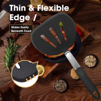 Non Stick Pancakes Turner Silicone Spatula Flexible Slotted Turner High Heat Resistant Pastry Frying Pan Shovel Cooking Utensil