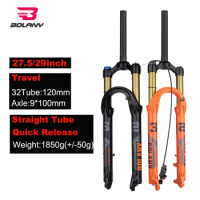 BOLANY Bike Air Fork Suspension 27.5/29inch 120mm Travel Oil MTB Lightweight Magnesium Alloy Quick Release Bicycle Fork