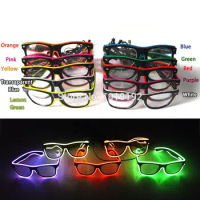 Neon LED Light Up Shutter Shaped Glow Glasses, Wireless El Glasses, El Wire Fashion, Rave Costume Party, DJ Bright SunGlasses