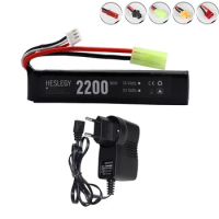 7.4V 2200mAh Rechargeabe Lipo Battery and Charger for Water Gun 2S 7.4V battery for Mini Airsoft BB Air Pistol Electric Toy Gun