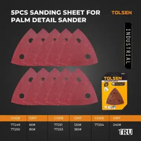 TOLSEN 5PCS Kertas Amplas Segitiga Sudut / SANDING SHEET FOR PALM DETAIL SANDER 180#
