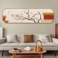 心經畫 心經掛畫 壁畫 裝飾畫新中式中國紅花鳥客廳臥室橫版裝飾畫中國風桂蘭宮殿背景墻掛畫