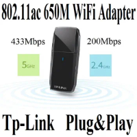 Tp-Link Plug&amp;Play Drive-free AC650 Wireless Network Card 11AC 650Mbps MiNi Dual Band USB2.0 WiFi Adapter 2.4G 200Mbps 5G 433Mbps
