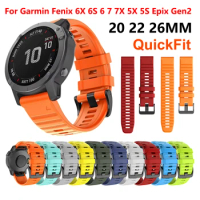 20 22 26MM QuickFit Silicone Strap for Garmin Fenix 6X Pro 6 6S 5X 5 5S Plus 3HR D2 Smart watch band bracelet for Fenix 7X 7 Pro