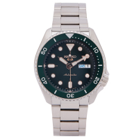 SEIKO 5號機械sport系列不鏽鋼錶帶款手錶 (SRPD63K1)-綠面X綠框/42mm