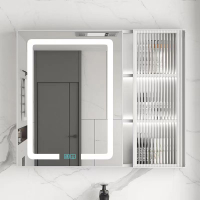 太空鋁浴室智能鏡柜衛生間掛墻式廁所收納鏡玻璃門帶燈除霧壁掛式