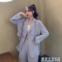 韓版新款薄款寬鬆高冷御姐風休閒長袖西裝外套女時尚套裝