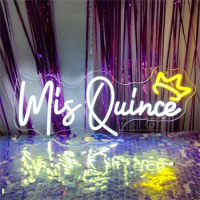 Mis Quince Neon Sign LED For Wall Decor Happy Birthday Room Neon Signs For Bedroom The Mis Quince Neon Sign Light USB Wall Decor