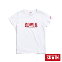EDWIN 小火車復古LOGO短袖T恤-女-米白色