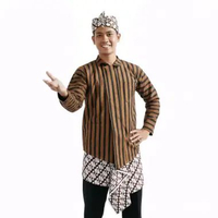 Setelan Baju Surjan Dewasa Pria + udeng Batik Putih + Sembong Batik Putih Setelan Size S