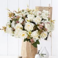 Silk Peony Bouquet Home Explosions Wedding Decorative Flowers Fake Flowers for Scrapbook Ornamental Flowerpot Artificial Flowers