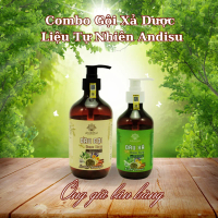 Combo Gội Xả Dược Liệu Tự Nhiên Andisu Dầu gội khối lượng 500ml Dầu xả khối lượng 300ml