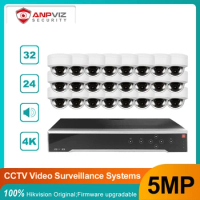 32CH 4K OEM NVR Kit Anpviz 24/32 5MP POE IP Camera System Indoor/Outdoor IP Camera CCTV Security System Kit IP66 30m