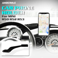 AMBERMILE Car Steering Wheel Mobile Phone Holder for Mini Cooper R50 R52 R53 Accessories Auto Interior Decoration Mount Click