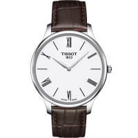 【TISSOT 天梭 官方授權】Tradition T063.409.16.018.00 羅馬薄型石英手錶-39mm 禮物 送禮(T0634091601800)