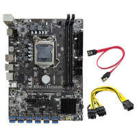 B250C BTC Mining Motherboard 12 USB3.0 To PCI-E 16X Graphics Card Slot LGA1151 DDR4 DIMM RAM With 6 To 8 Pin Power Cable