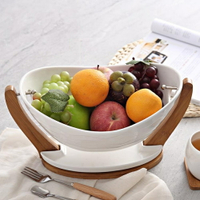 果盤 創意陶瓷水果籃現代客廳果盤年貨糖果盤干果盤送禮家用果盆可瀝水 曼慕衣櫃