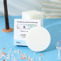 80g Goat Milk Soap Natural Silk Sea Salt Foam Best Wash Bath Essential Oil Control Remove Mites Blackheads Pimple Acne