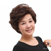 小紅書同款熱銷媽媽假髮 短髮 中老年假髮 真人髮絲  媽媽短捲髮 蓬鬆自然