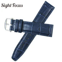 20mm Black Blue Watch Band for IWC Portofino Pilot Men Watch Leather Strap Replacement Wrist Bracelet Belt Pin Watch Buckle eloj