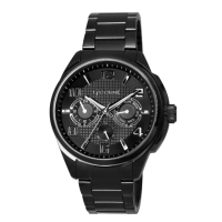 【LICORNE】力抗 經典三眼都會時尚不鏽鋼手錶-鍍黑/47mm