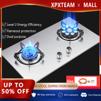 XPX Gas Stove Stainless steel material gas stove Gas stove burner Built in burner gas stove Double burner gas stove Liquefied gas stove Durable Silver Apply to Liquefied gas