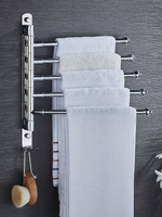 毛巾架毛巾架免打孔不銹鋼掛架衛生間浴室置物架折疊活動旋轉毛巾桿雙桿