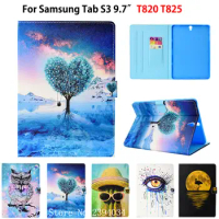 Tab S3 T820 9.7 inch Case For Samsung Galaxy Tab S3 9.7 T820 T825 Smart Cover Fundas Tablet Fashion Pattern Stand Skin shell