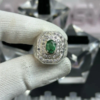 ZAMRUD ZAMBIA - EST. 2CT - SILVER HANDMADE - SIZE 18