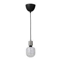 SKAFTET/MOLNART 吊燈附燈泡, 鍍鎳/管狀 白色/透明玻璃