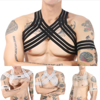 CLEVER-MENMODE Men's Harness Lingerie Sexy Bdsm Halterneck Glitter Crossed Chest Strap Exotic Gay Sissy 18+ Adult Clothing