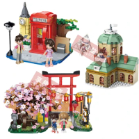 Anime Detective Conan Conan Edogawa Cherry blossom House shop building block assembled model Toys for children Gifts