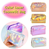 2PCS Portable Color Laser Transparent Cosmetic Bag Cosmetic Semicircle Travel Storage Bag Dumpling Make Up Beatuy Toiletry Bag