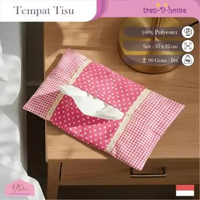 Tren-D-home - Tempat sarung tisu motif kotak polkadot bahan kain kanvas ruang tamu rumah tissue box 