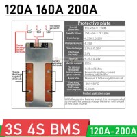 3S 4S 12.6V 16.8V 120A 160A 200A BMS Li-ion LifePo4 Lithium Battery Protection Board Balance High Current 12V car start Inverter