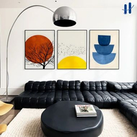 Haydecor Poster Set Ruang Tamu Aesthetic Mid Century Modern Wall Art Pajangan Dinding Bingkai FHMAPR