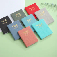2024 Notebooks A7 Agenda Weekly Office Notepad Pocket Note Book Diario Calendar Notebook Papelaria Planner Leather Diary Caderno