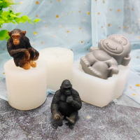 Cartoon Animal Theme Elephant Gorilla Monkey Silicone Mold Fondant Cake Decoration Chocolate Resin Mold Baking Accessories