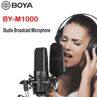 BOYA BY-M1000 Large Diaphragm Microphone Low-cut Filter Cardioid Condensador Microfone for Studio Broadcast Live Vlog Video Mic