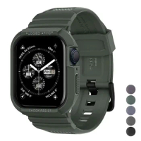 Rugged Armor Pro Designed for Apple Watch Ultra2 Ultra 9 8 7 49mm 45mm 41mm Carbon Case with Band for Iwatch 6 5 4 SE 44mm 40mm