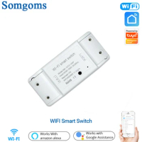 Somgoms DIY WiFi Smart Light Switch Universal Breaker Timer Smart Life APP Wireless Remote Control Work With Alexa Google Home