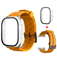 Watch Case+Strap for Apple Watch Band 49mm 45mm 44mm 41mm 40mm Football Pattern Correa Bracelet Iwatch 3/4/5/6/SE/7/8/9/ULTRA