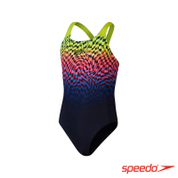【SPEEDO】女孩 運動連身泳裝Digital(黑/檸檬黃/閃耀粉)