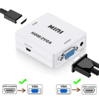 HDMI-compatible to VGA Converter With Audio VGA to HDMI-compatible Converter HDMI-compatible Adapter